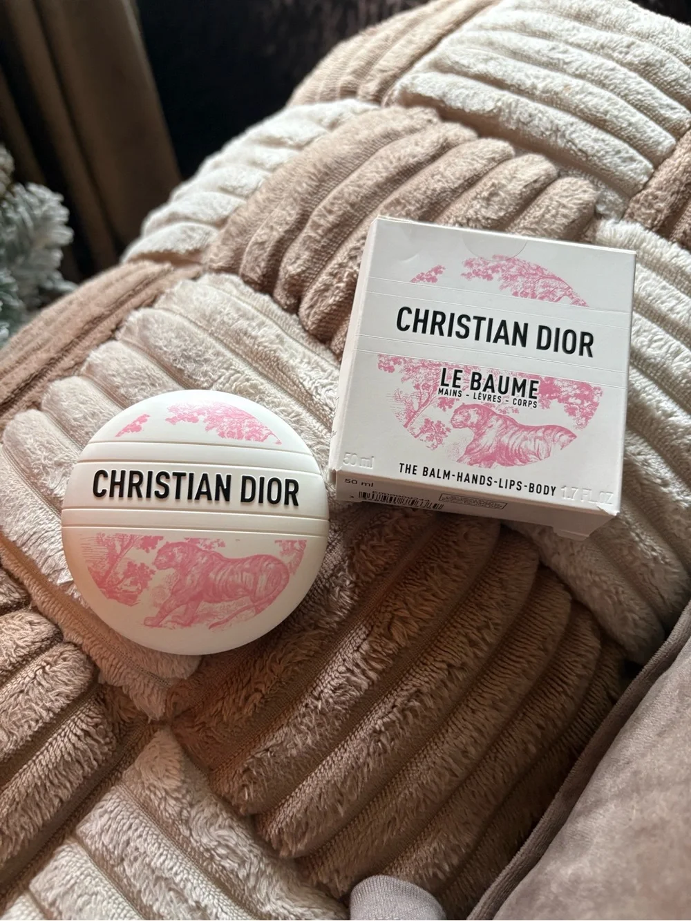 Dior White and Pink Toile Compact Case